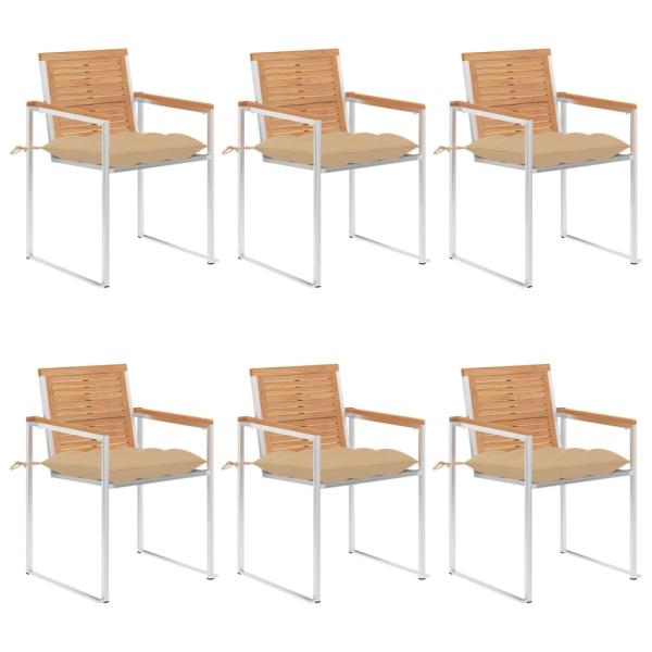 ARDEBO.de - Gartenstühle 6 Stk. mit Kissen Massivholz Teak