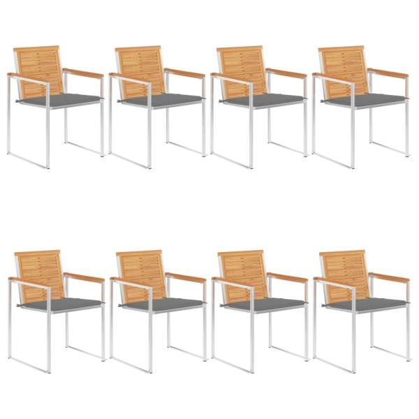 ARDEBO.de - 8 Stk. Gartenstühle mit Kissen Massivholz Teak