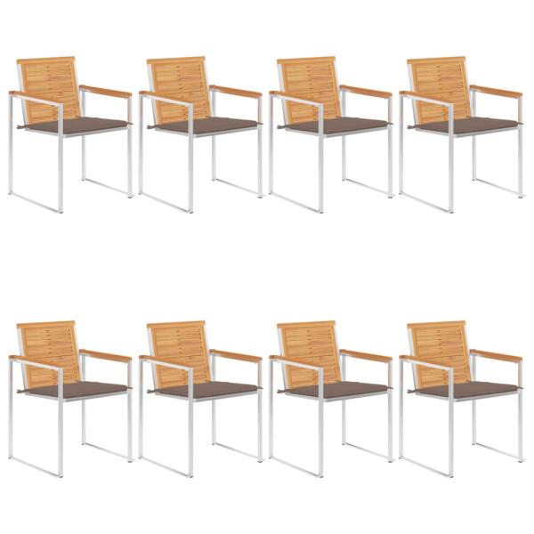 ARDEBO.de - Gartenstühle 8 Stk. mit Kissen Massivholz Teak