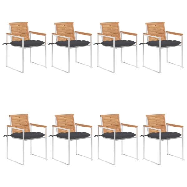 ARDEBO.de - Gartenstühle 8 Stk. mit Kissen Massivholz Teak