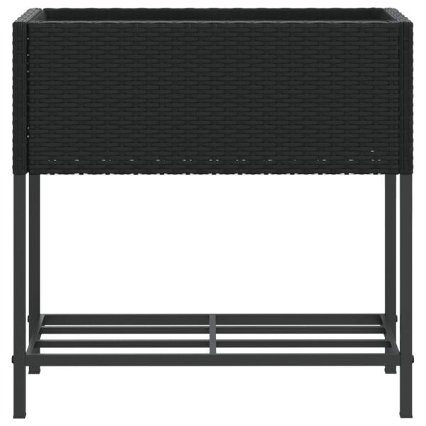 Hochbeete mit Ablage 2 Stk. Schwarz 70x28x70 cm Poly Rattan