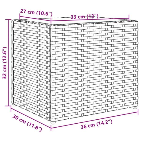 Pflanzkübel 2 Stk. Grau 36x30x32 cm Poly Rattan
