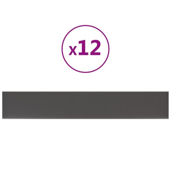 Wandpaneele 12 Stk. Grau 90x15 cm Kunstleder 1,62 m²