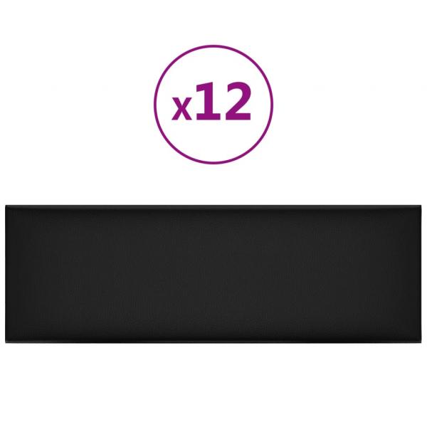 Wandpaneele 12 Stk. Schwarz 90x30 cm Kunstleder 3,24 m?