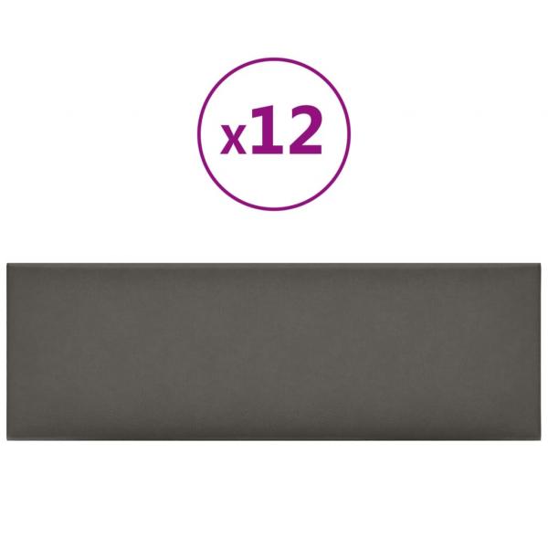 Wandpaneele 12 Stk. Grau 90x30 cm Kunstleder 3,24 m²