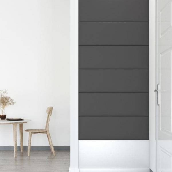 Wandpaneele 12 Stk. Grau 90x30 cm Kunstleder 3,24 m²