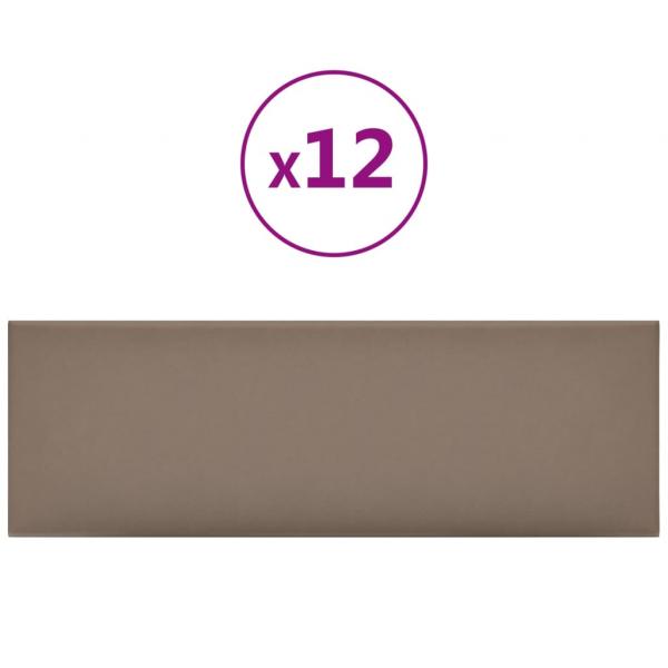 Wandpaneele 12 Stk. Cappuccino-Braun 90x30cm Kunstleder 3,24 m²