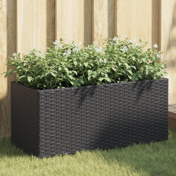 ARDEBO.de - Hochbeet mit 2 Fächern Schwarz 72x30x32 cm Poly Rattan