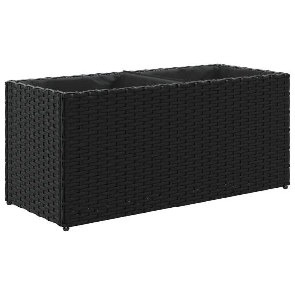Hochbeet mit 2 Fächern Schwarz 72x30x32 cm Poly Rattan