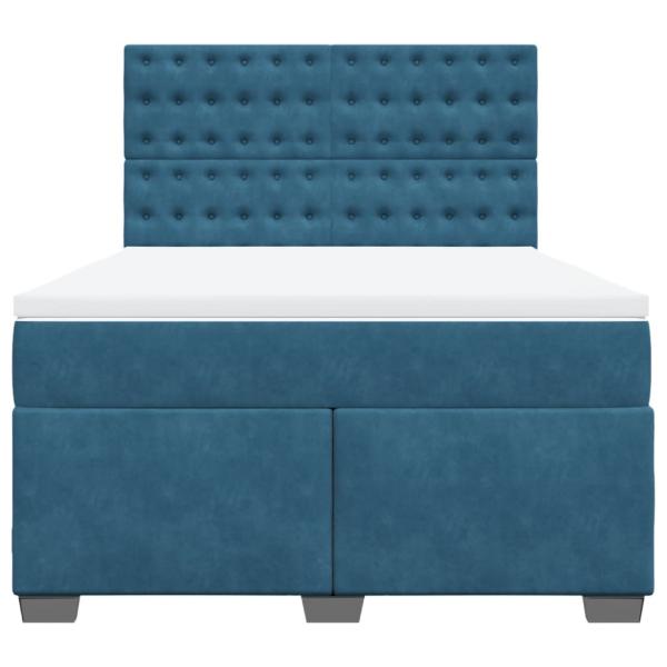 Boxspringbett mit Matratze Blau 160x200 cm Samt