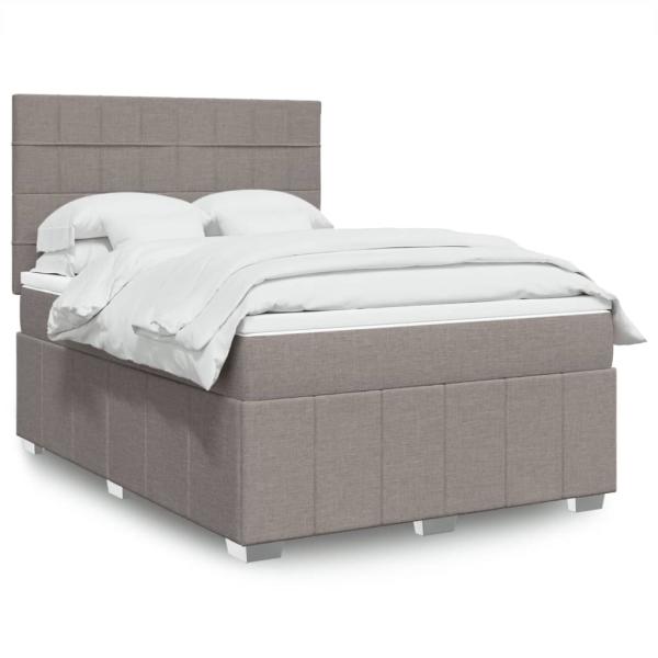 ARDEBO.de - Boxspringbett mit Matratze Taupe 160x200 cm Stoff