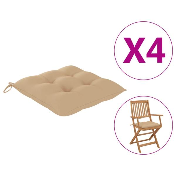 Stuhlkissen 4 Stk. Beige 40x40x7 cm Oxford-Gewebe