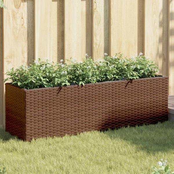 ARDEBO.de - Hochbeet mit 3 Fächern Braun 105x30x32 cm Poly Rattan