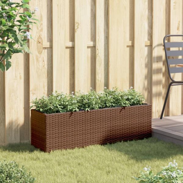 Hochbeet mit 3 Fächern Braun 105x30x32 cm Poly Rattan