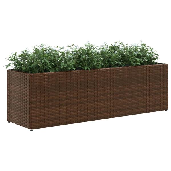 Hochbeet mit 3 Fächern Braun 105x30x32 cm Poly Rattan