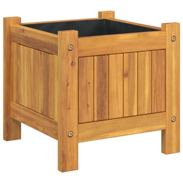 Pflanzkübel mit Einlage 31x31x30 cm Massivholz Akazie