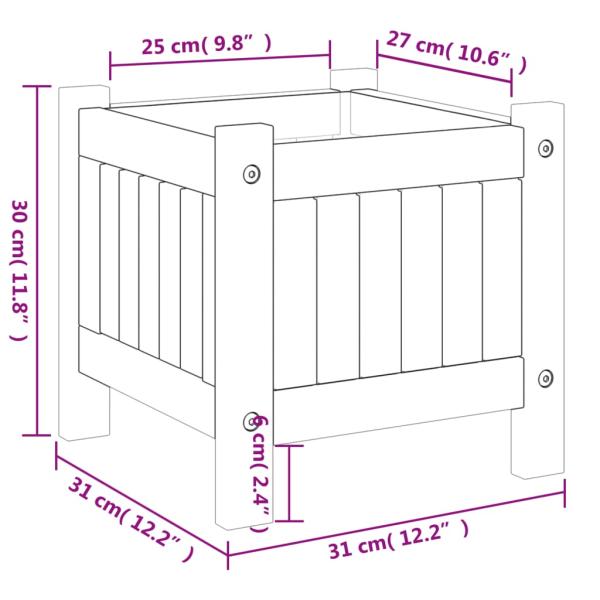 Pflanzkübel mit Einlage 31x31x30 cm Massivholz Akazie