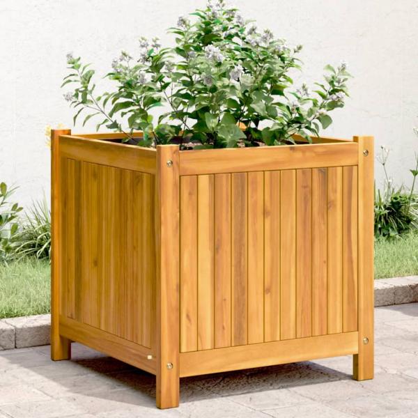 ARDEBO.de - Pflanzkübel mit Einlage 50x50x50 cm Massivholz Akazie