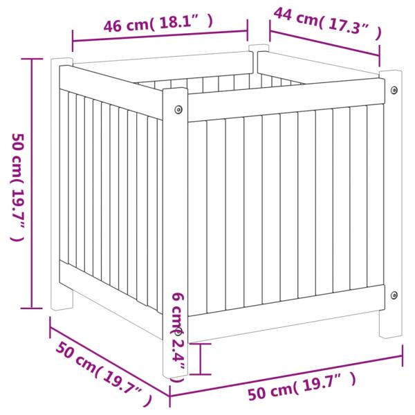 Pflanzkübel mit Einlage 50x50x50 cm Massivholz Akazie