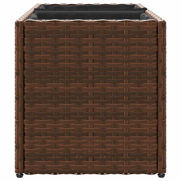 Pflanzkübel 2 Töpfe Braun 72x30x32 cm Poly-Rattan