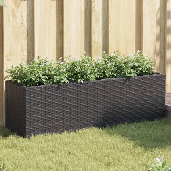 ARDEBO.de - Hochbeet mit 3 Fächern Schwarz 105x30x32 cm Poly Rattan