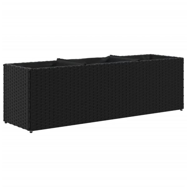 Hochbeet mit 3 Fächern Schwarz 105x30x32 cm Poly Rattan