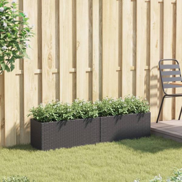 Pflanzkübel mit 2 Töpfen 2 Stk. Schwarz 72x30x32 cm Poly Rattan