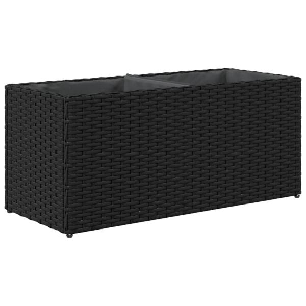 Pflanzkübel mit 2 Töpfen 2 Stk. Schwarz 72x30x32 cm Poly Rattan