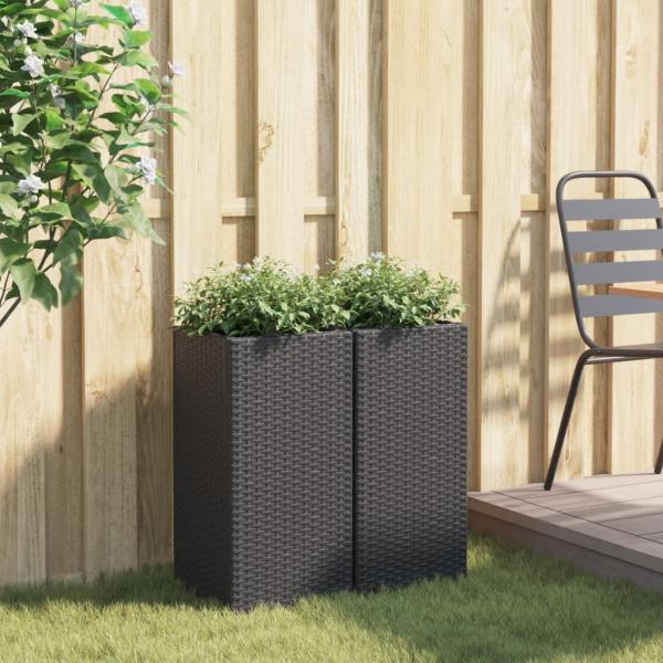 Pflanzkübel 2 Stk. Schwarz 30x30x60 cm Poly Rattan