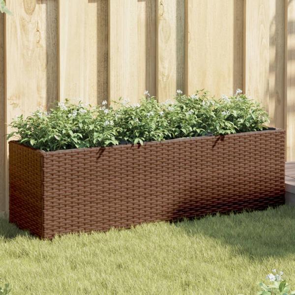 ARDEBO.de - Pflanzkübel mit 3 Töpfen 2 Stk. Braun 105x30x32 cm Poly Rattan