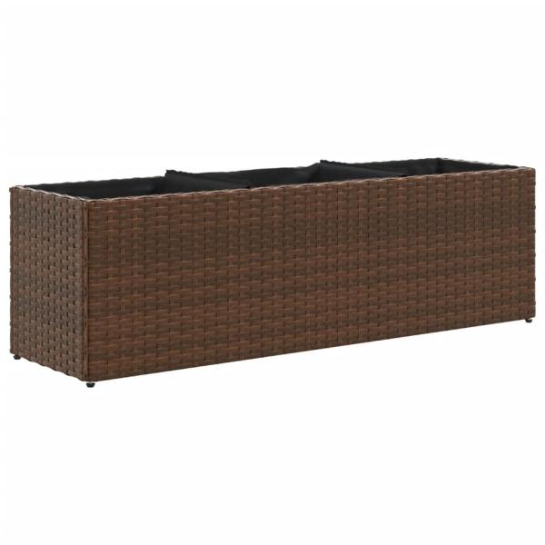 Pflanzkübel mit 3 Töpfen 2 Stk. Braun 105x30x32 cm Poly Rattan
