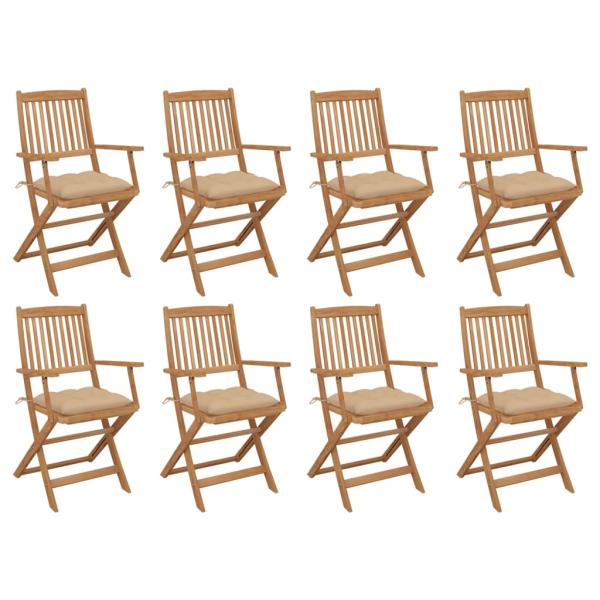 ARDEBO.de - Klappbare Gartenstühle mit Kissen 8 Stk. Massivholz Akazie
