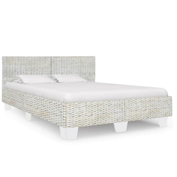 ARDEBO.de - Bettgestell Grau Natur Rattan 160 x 200 cm