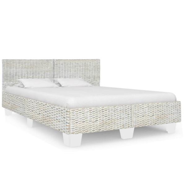 Bettgestell Grau Natur Rattan 160 x 200 cm