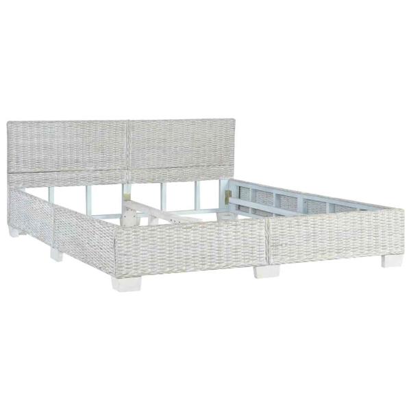 Bettgestell Grau Natur Rattan 160 x 200 cm