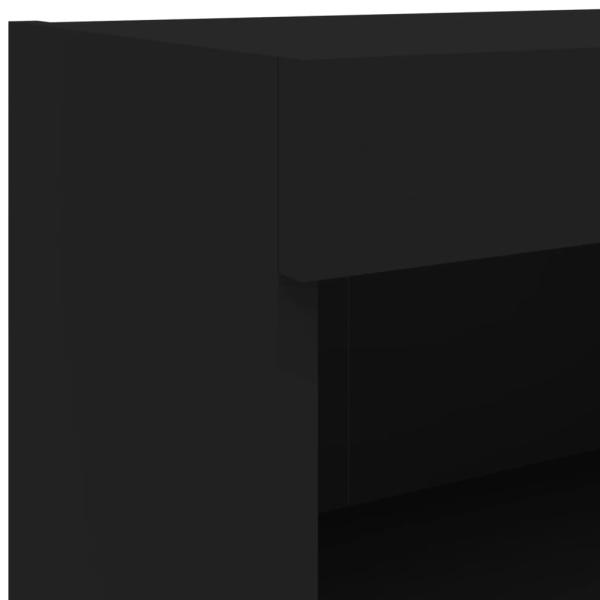 8-tlg. TV-Wohnwand mit LED-Leuchten Schwarz