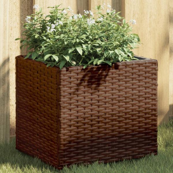 ARDEBO.de - Pflanzkübel 2 Stk. Braun 36x30x32 cm Poly Rattan