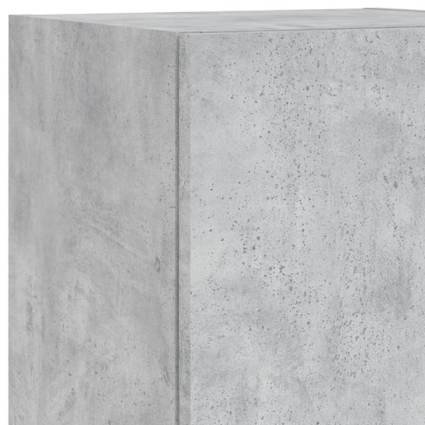 8-tlg. TV-Wohnwand mit LED-Leuchten Betongrau