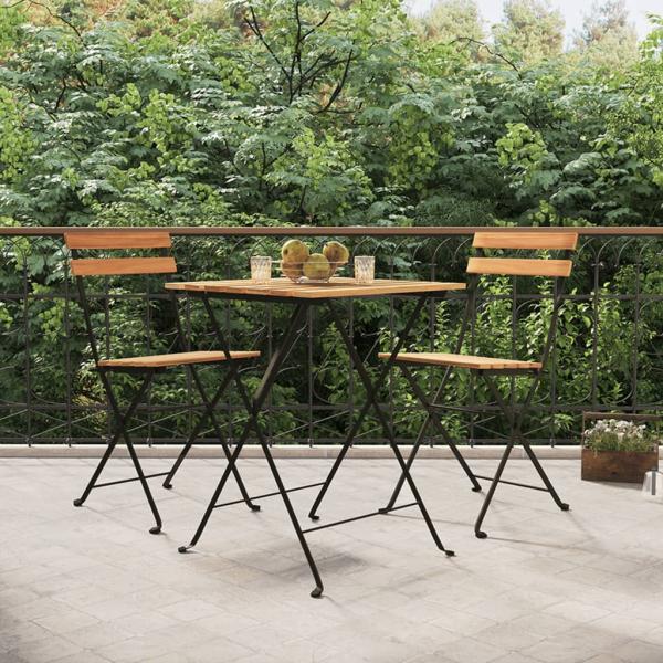 ARDEBO.de - Bistrostühle Klappbar 2 Stk. Massivholz Teak und Stahl