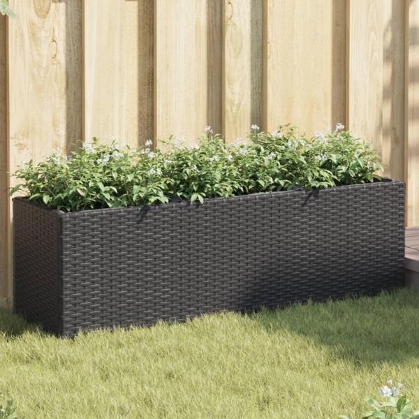 ARDEBO.de - Pflanzkübel mit 3 Töpfen 2 Stk. Schwarz 105x30x32cm Poly Rattan