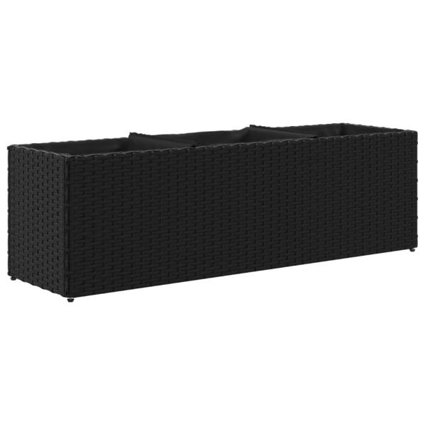 Pflanzkübel mit 3 Töpfen 2 Stk. Schwarz 105x30x32cm Poly Rattan