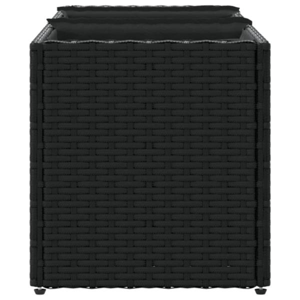 Pflanzkübel mit 3 Töpfen 2 Stk. Schwarz 105x30x32cm Poly Rattan