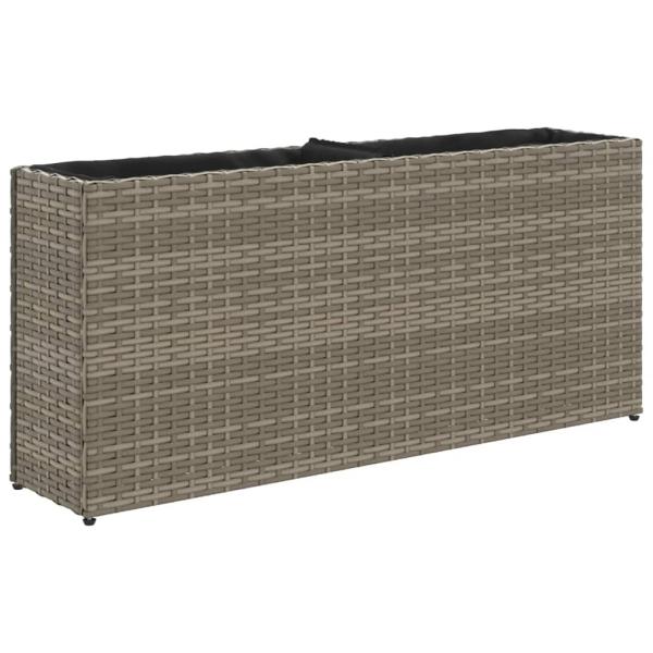 Pflanzkübel mit 2 Töpfen 2 Stk. Grau 90x20x40 cm Poly Rattan