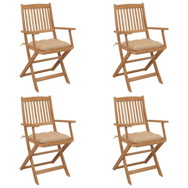 ARDEBO.de - Klappbare Gartenstühle 4 Stk. mit Kissen Massivholz Akazie