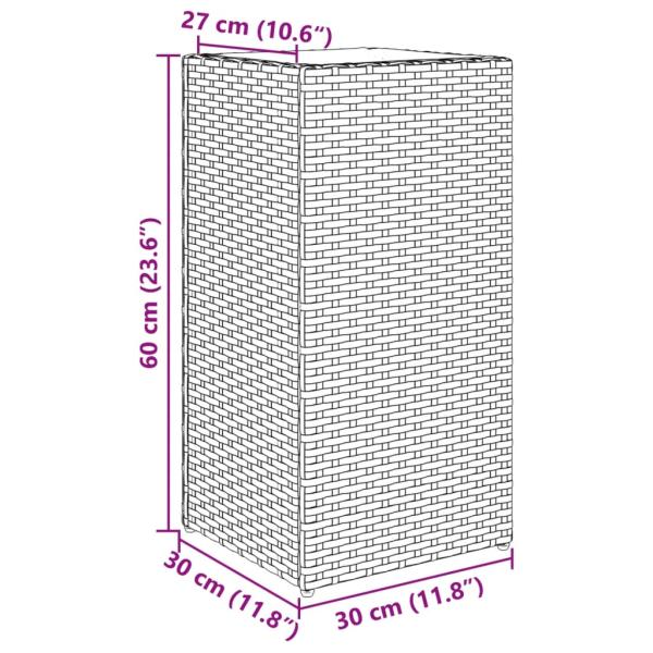 Pflanzkübel Schwarz 30x30x60 cm Poly Rattan