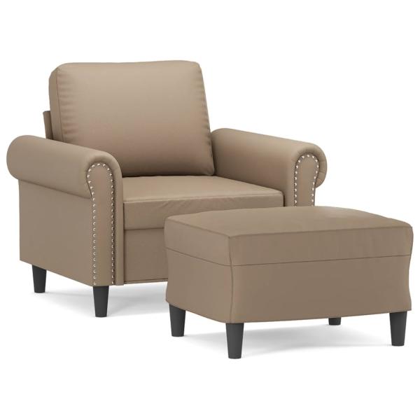 Sessel mit Hocker Cappuccino-Braun 60 cm Kunstleder