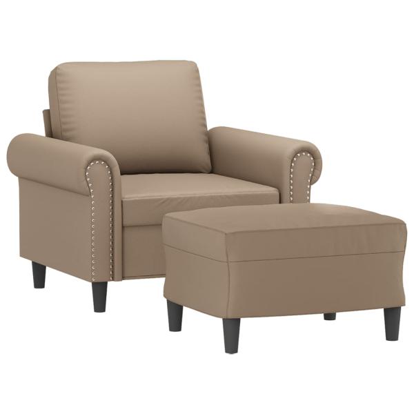 Sessel mit Hocker Cappuccino-Braun 60 cm Kunstleder