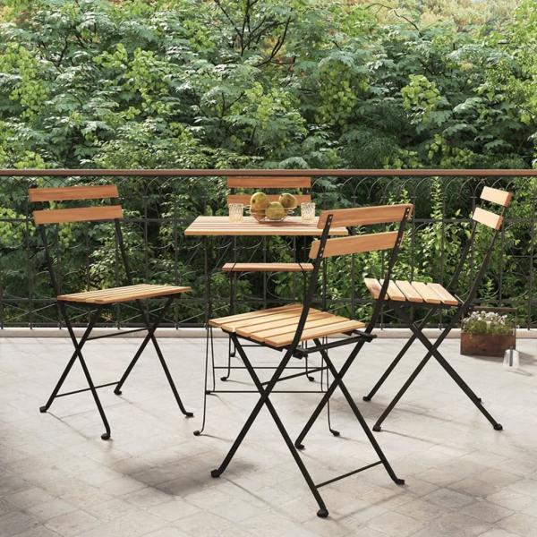 ARDEBO.de - Bistrostühle 4 Stk. Klappbar Massivholz Teak und Stahl