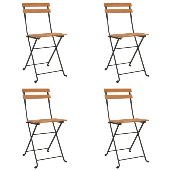 Bistrostühle 4 Stk. Klappbar Massivholz Teak und Stahl