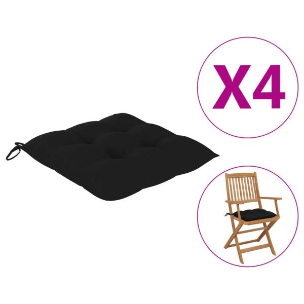Stuhlkissen 4 Stk. Schwarz 40x40x7 cm Oxford-Gewebe